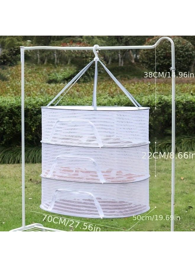 Medium Foldable 3 Tier Drying Rack For Balcony Vegetables Herbs Fish - Image 3
